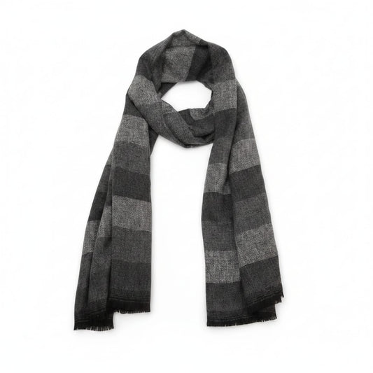Men's scarf with large horizontal stripes - Grey