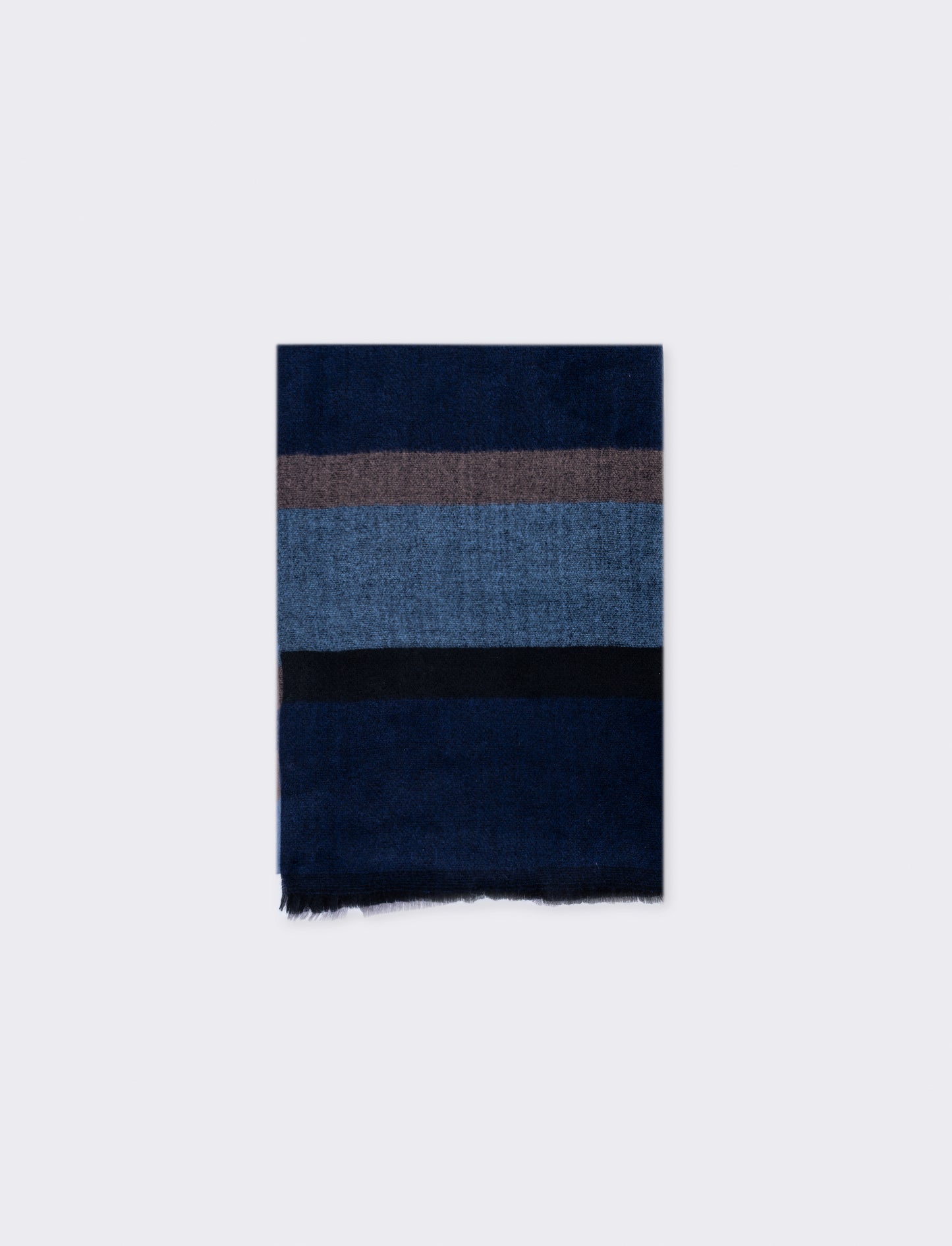 Elegant fringed striped men's scarf - Blue