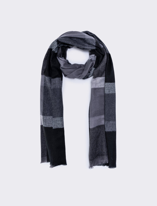 Sciarpa uomo righe con frange eleganti - Nero