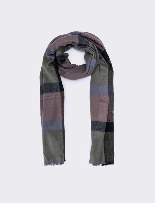 Sciarpa uomo righe con frange eleganti - Verde