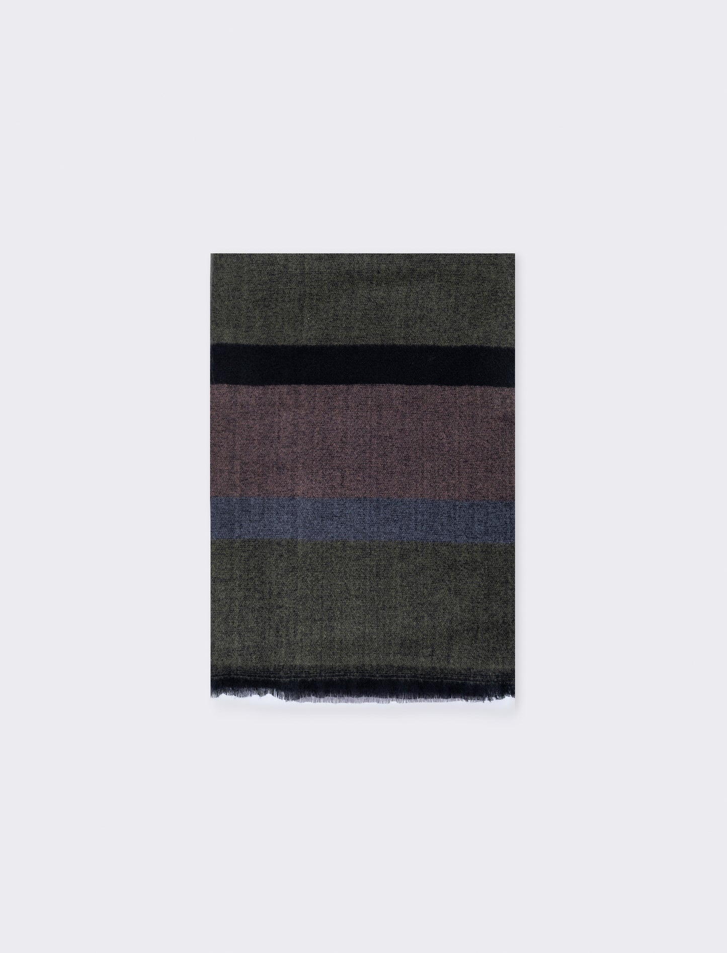 Elegant fringed striped men's scarf - Green