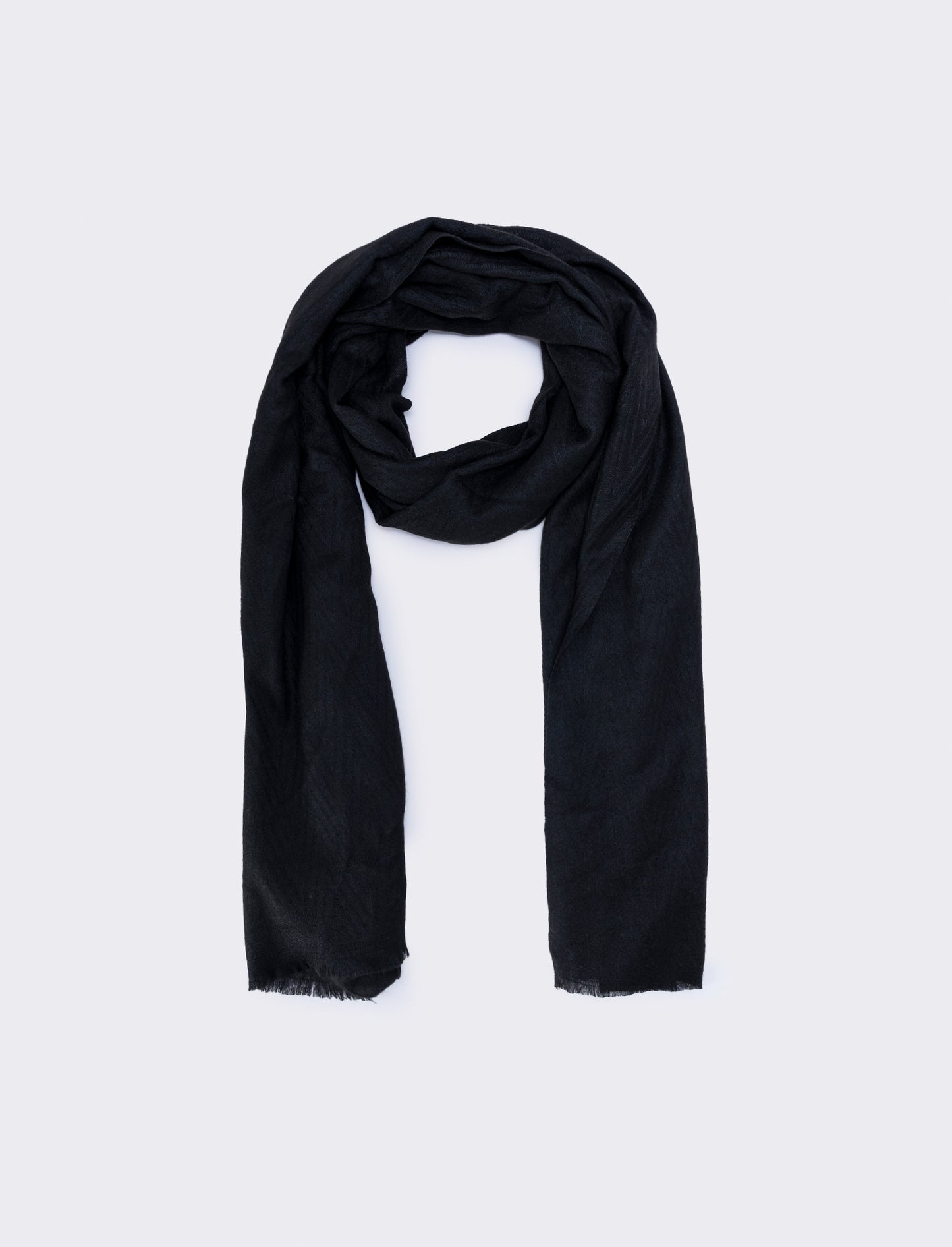 Men's Herringbone Fringe Scarf - Black