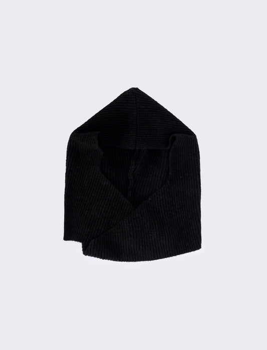 Sciarpa in maglia con cappuccio - Nero