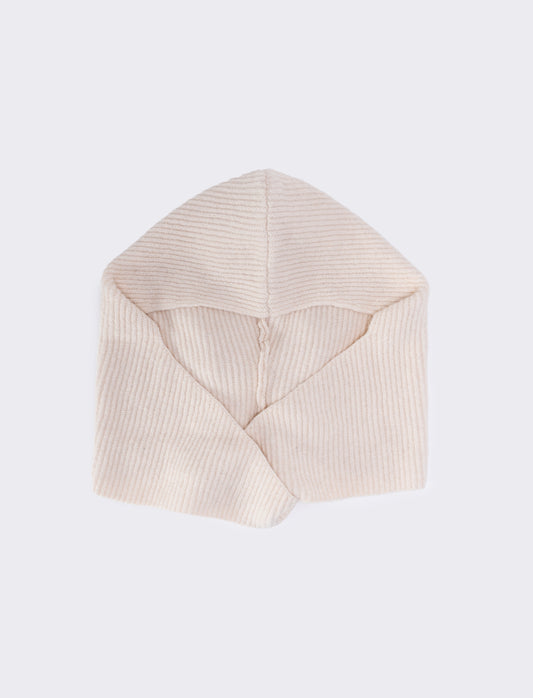 Sciarpa in maglia con cappuccio - Bianco sporco