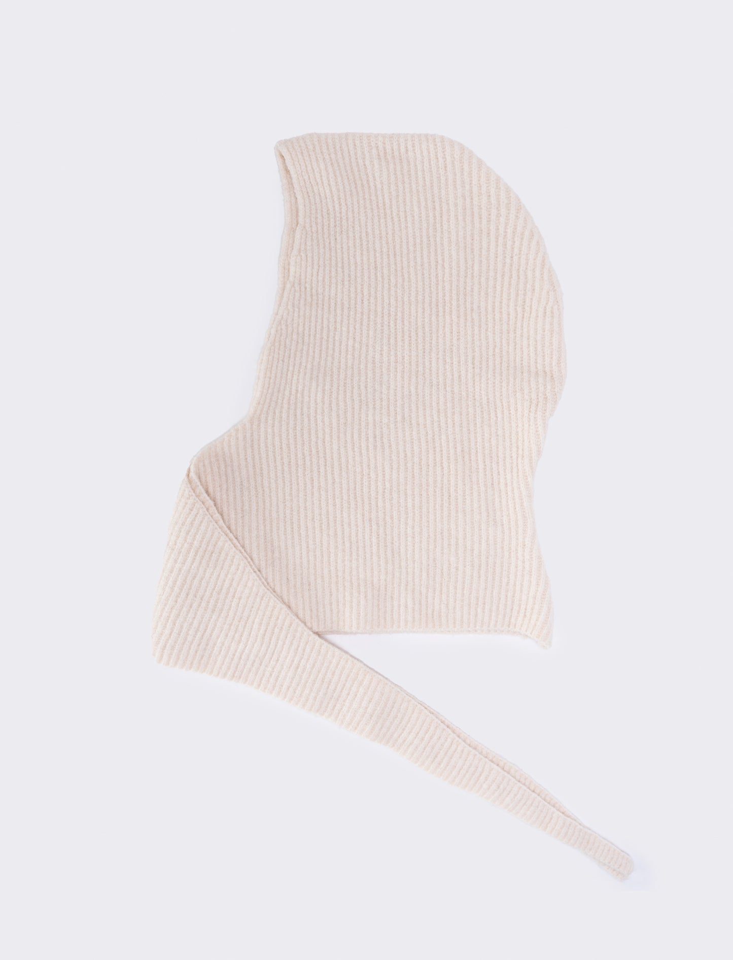 Knit Scarf with Hood - White