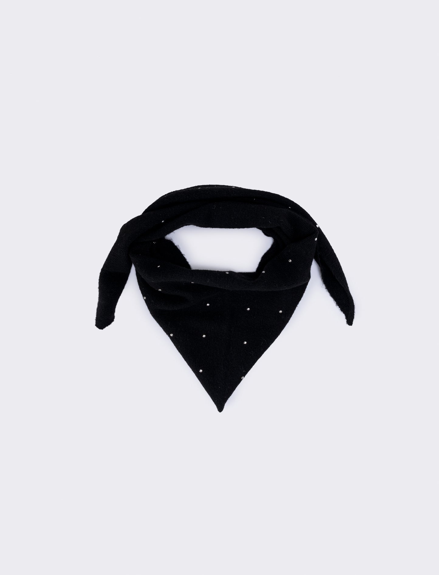 Sciarpa donna triangolo in maglia con borchie - Nero