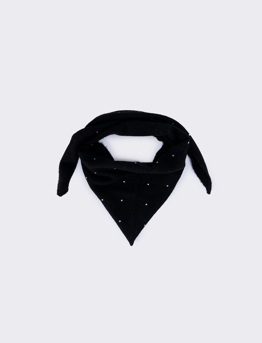 Sciarpa triangolare in maglia con borchie - Nero