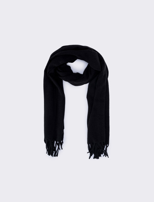 Sciarpa donna unito con frange - Nero