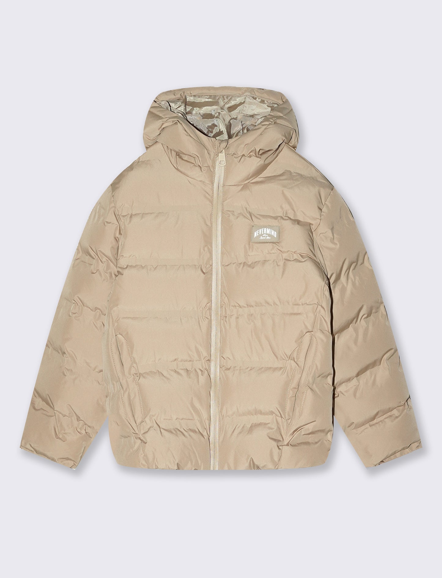 Giubbotto imbottito con cappuccio e tasche - Beige scuro