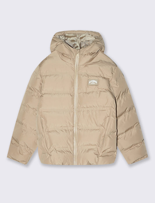 Giubbotto imbottito con cappuccio e tasche - Beige scuro