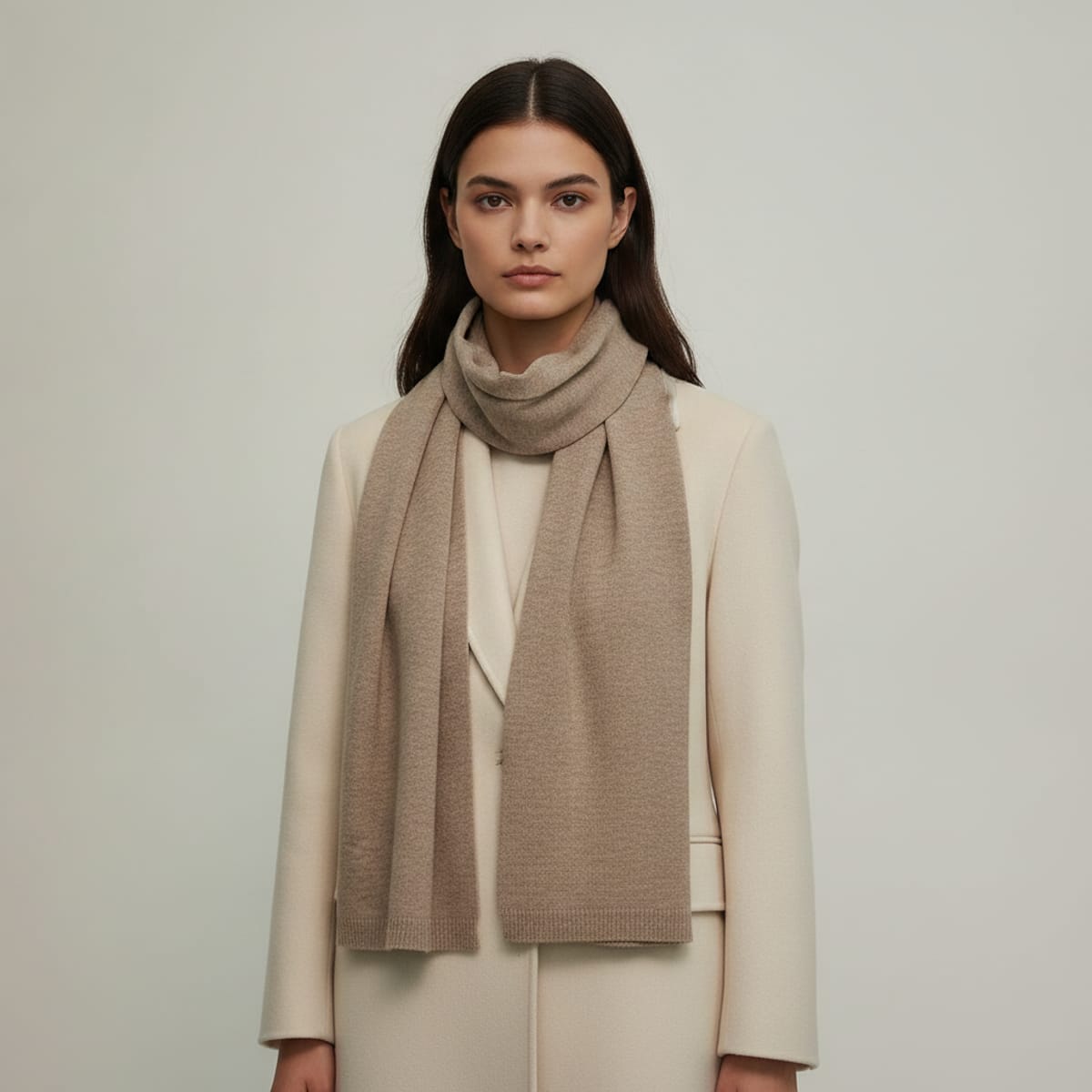Elegant textured knit scarf - Beige