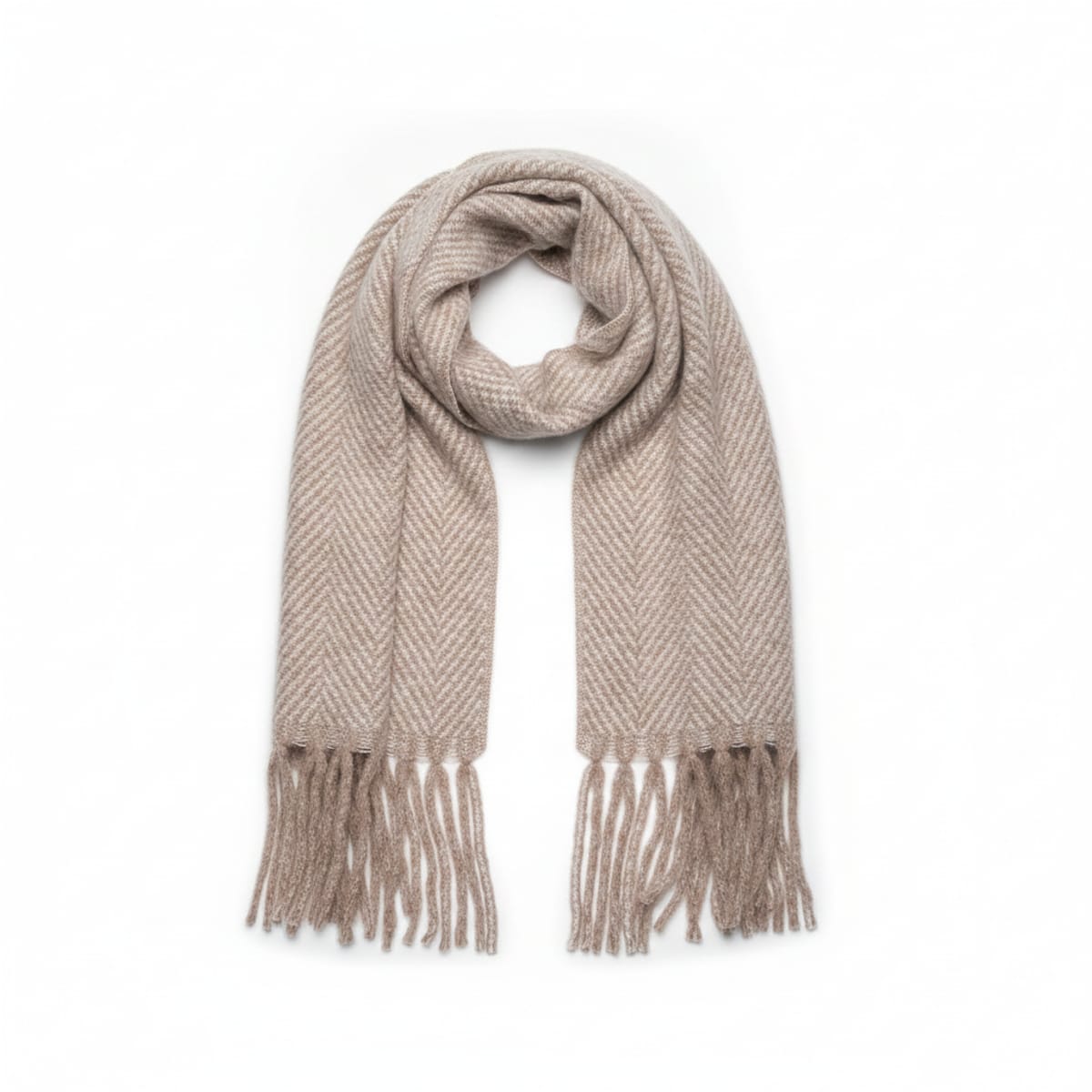Sciarpa in motivo spigato - Beige