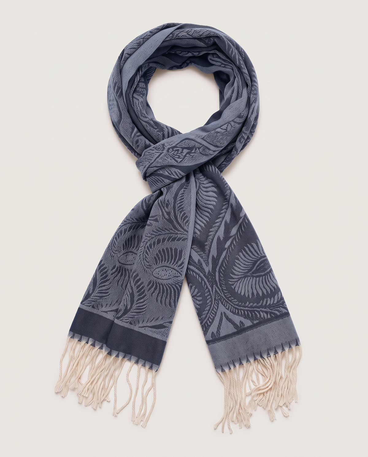 Paisley scarf with elegant fringes - Blue
