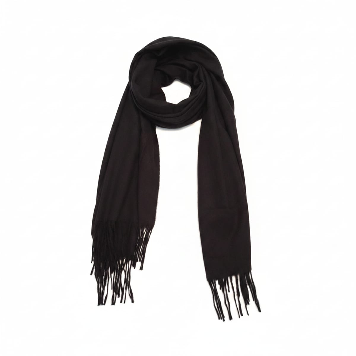 Sciarpa unita con frange eleganti - Nero