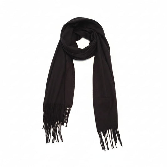 Sciarpa unita con frange eleganti - Nero