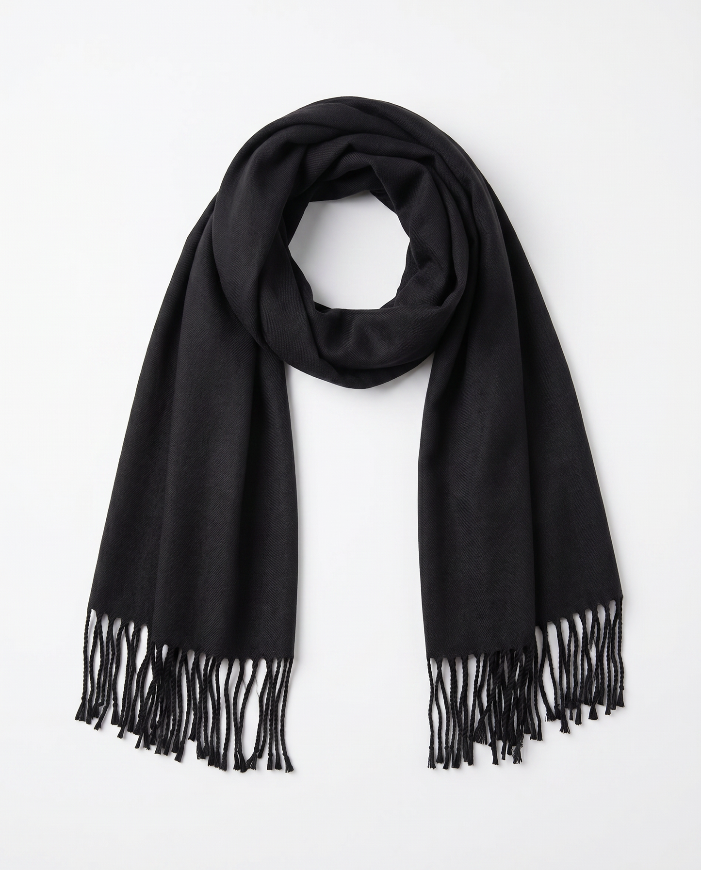 Sciarpa unita con frange eleganti - Nero