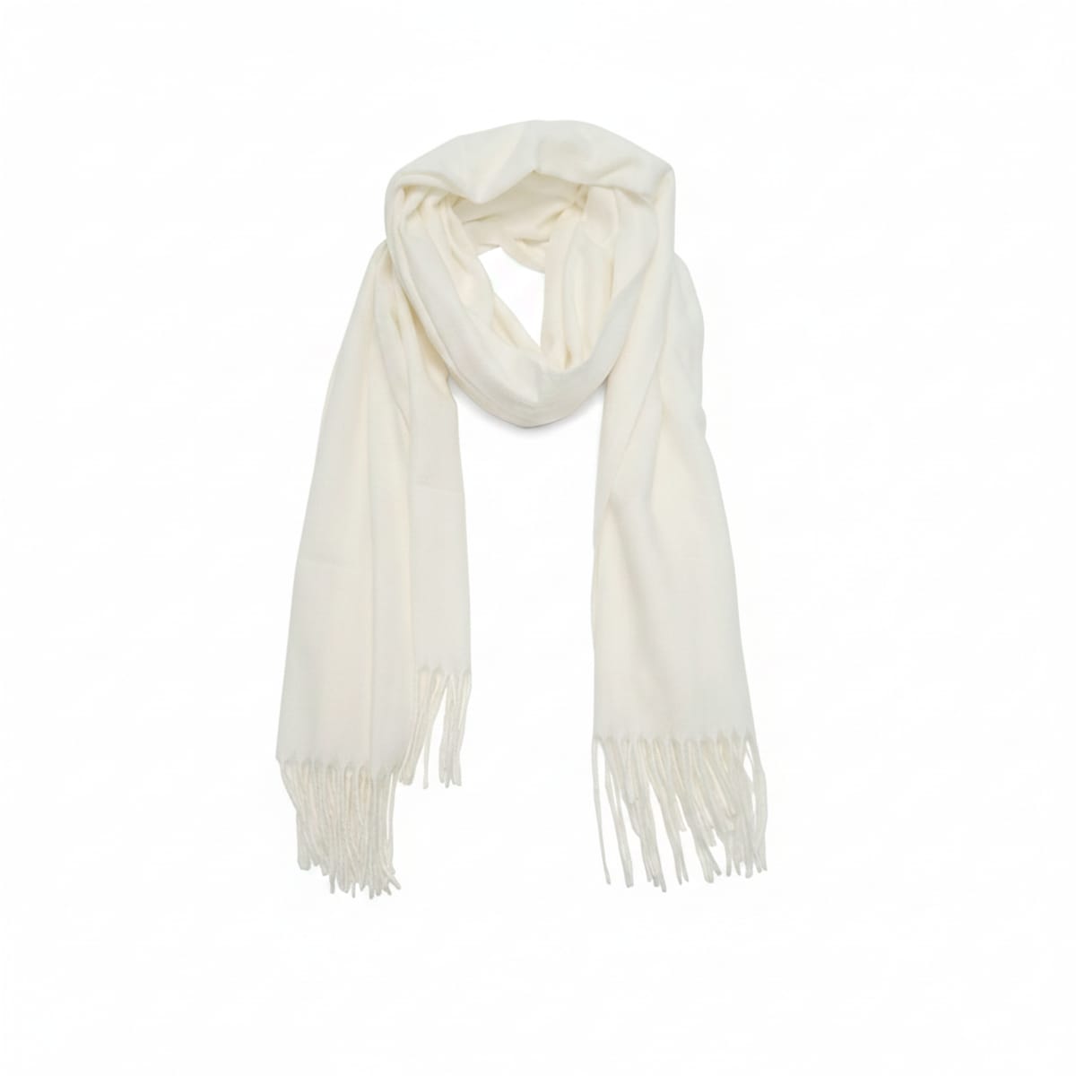 Sciarpa unita con frange eleganti - Bianco sporco