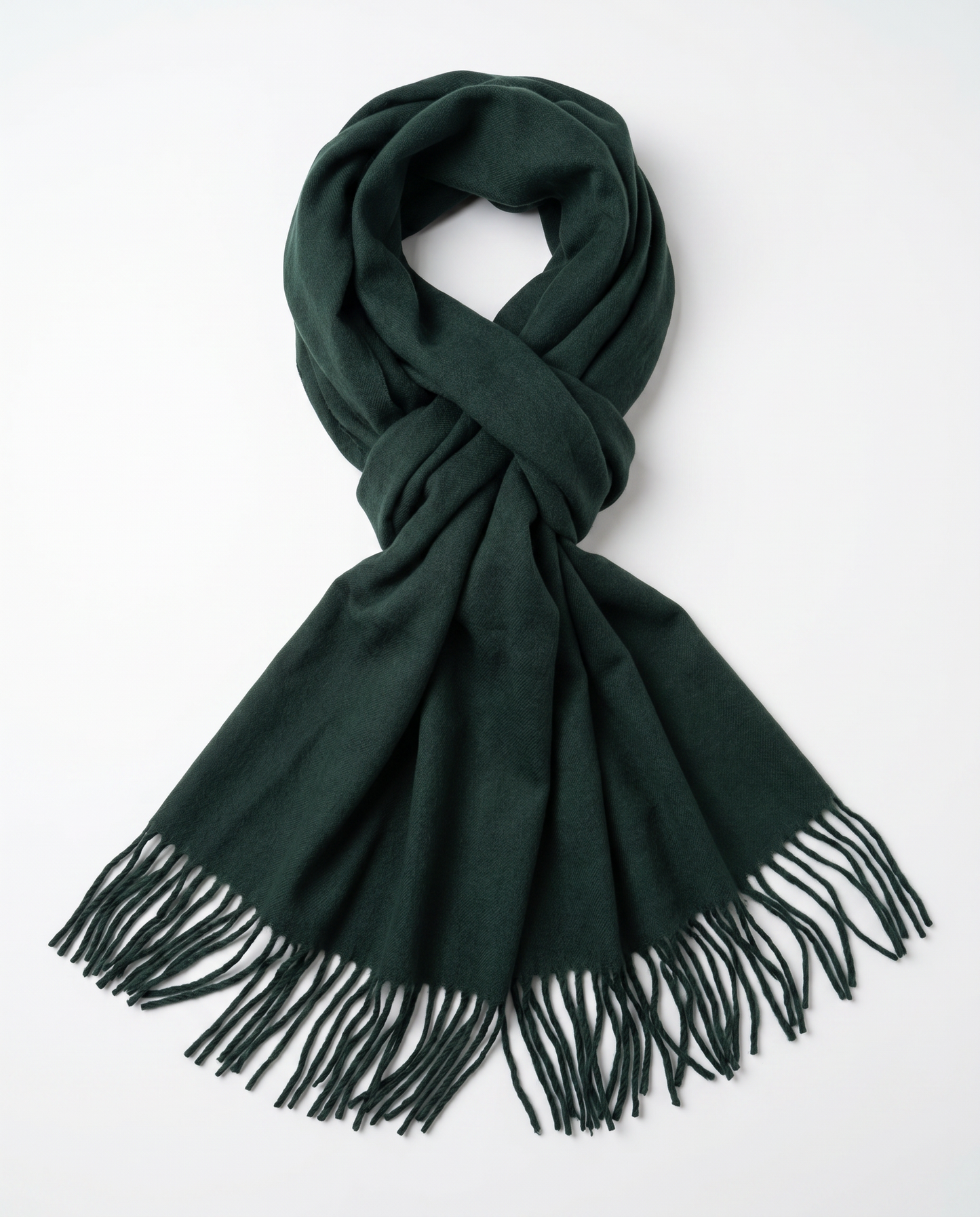 Sciarpa unita con frange eleganti - Verde petrolio