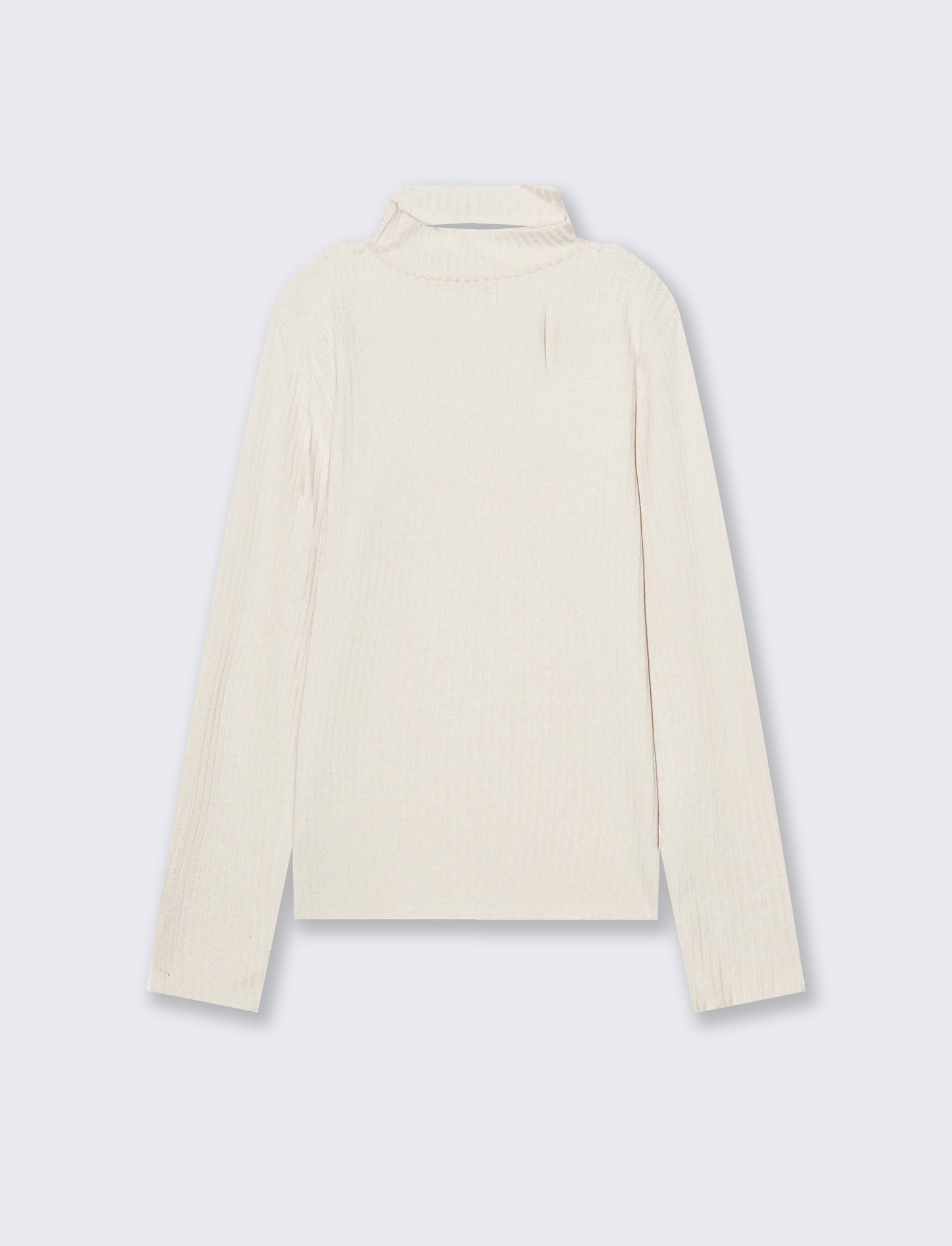 T-Shirt manica lunga bambina con scollo - Beige