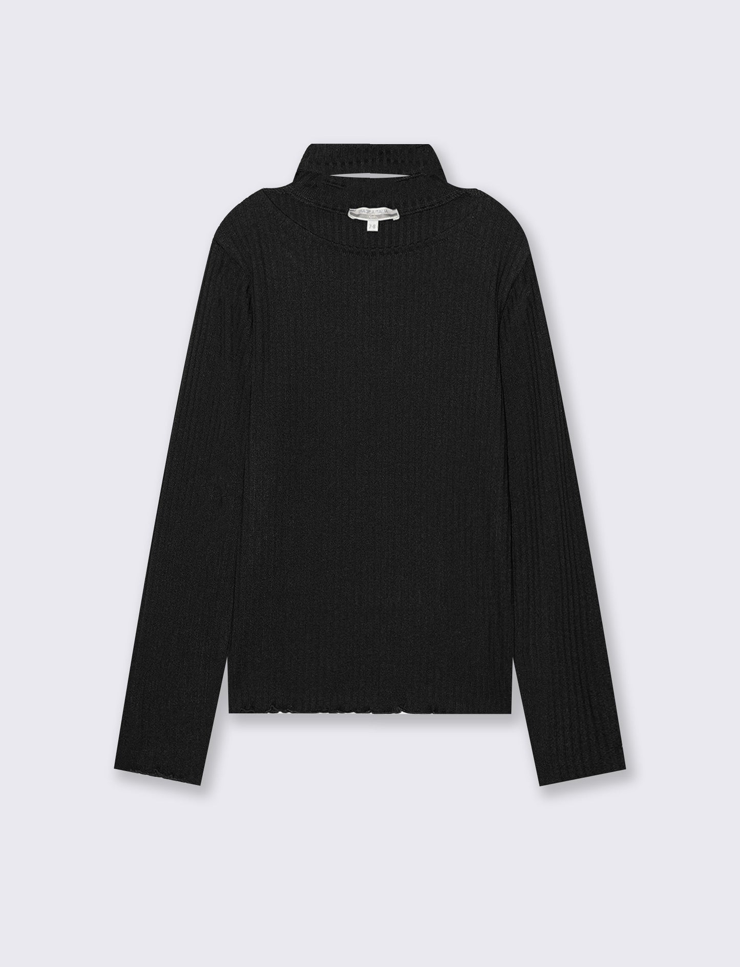 T-Shirt manica lunga bambina con scollo - Nero