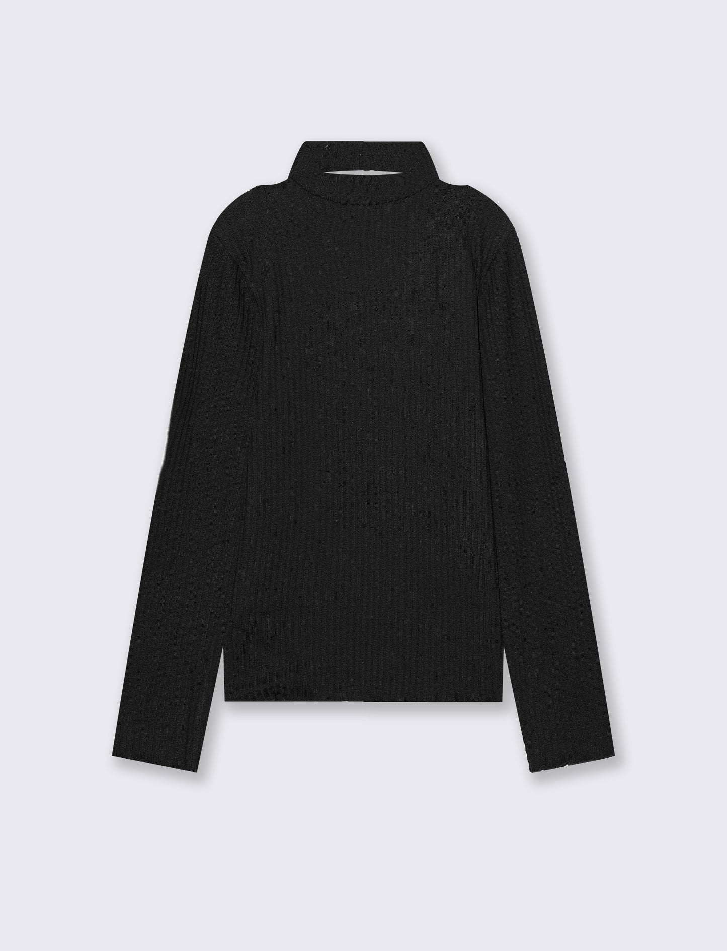 T-Shirt manica lunga bambina con scollo - Nero