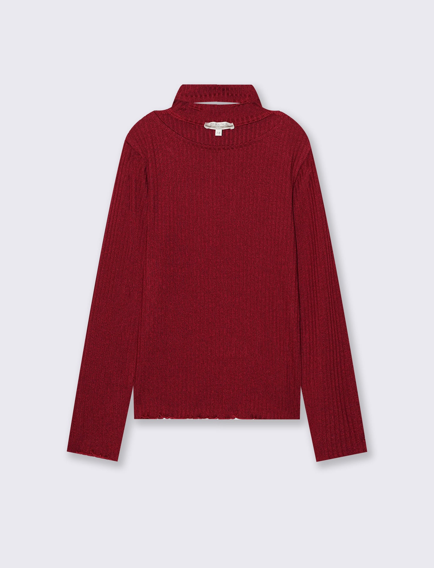 T-Shirt manica lunga bambina con scollo - Bordeaux
