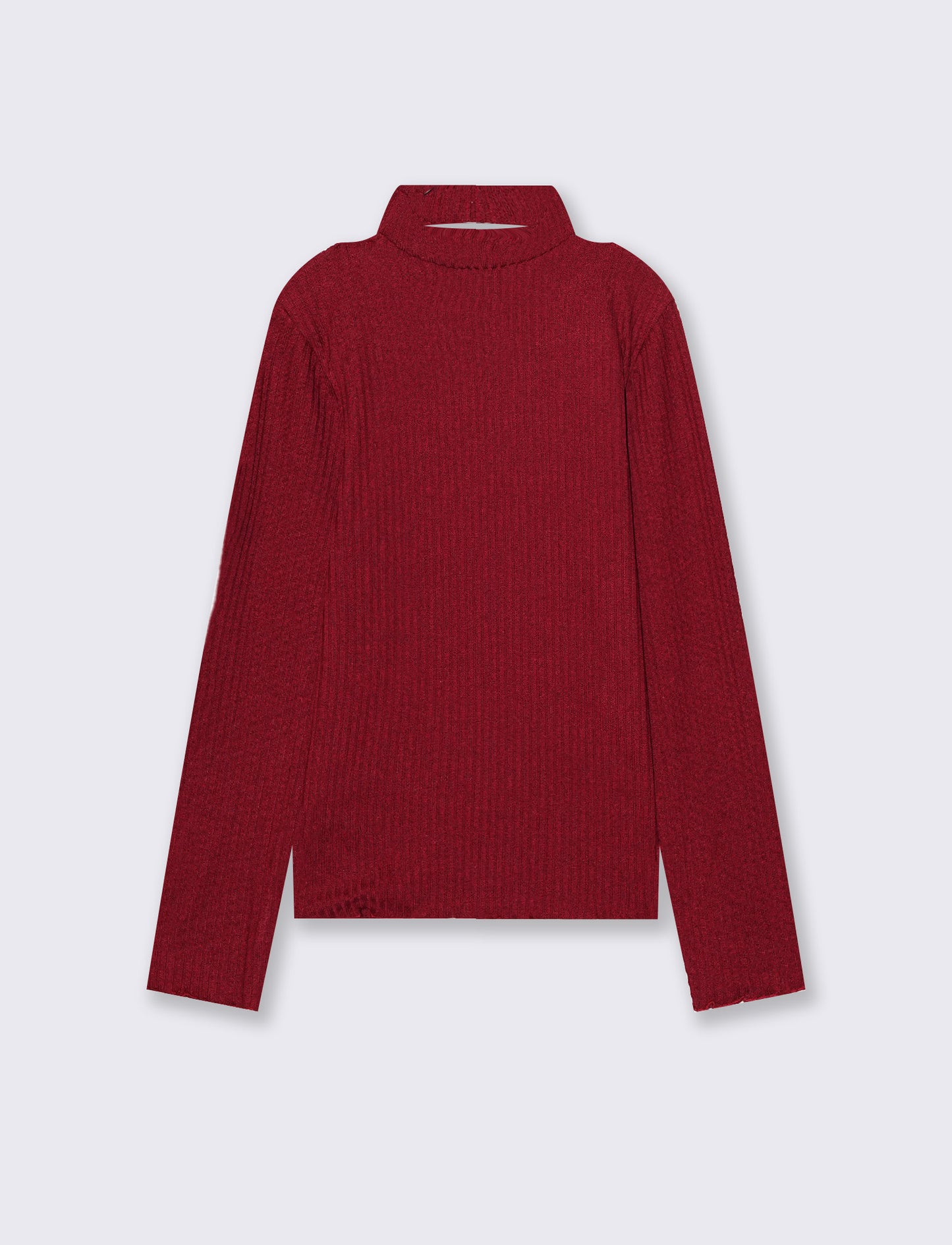 T-Shirt manica lunga bambina con scollo - Bordeaux