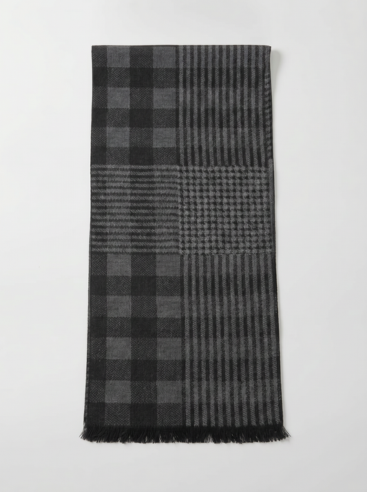 Elegant checkered scarf for men - Black