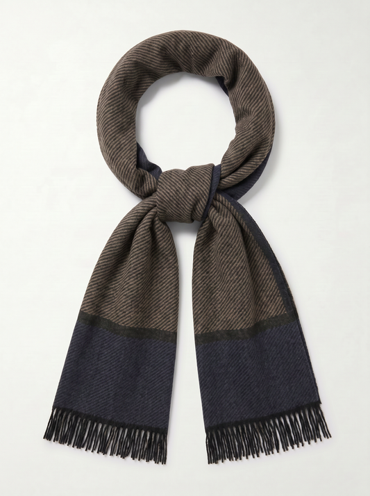 Elegant diagonal striped men's scarf - Black
