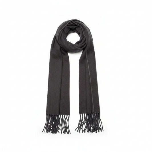 Sciarpa uomo basic con frange eleganti - Nero
