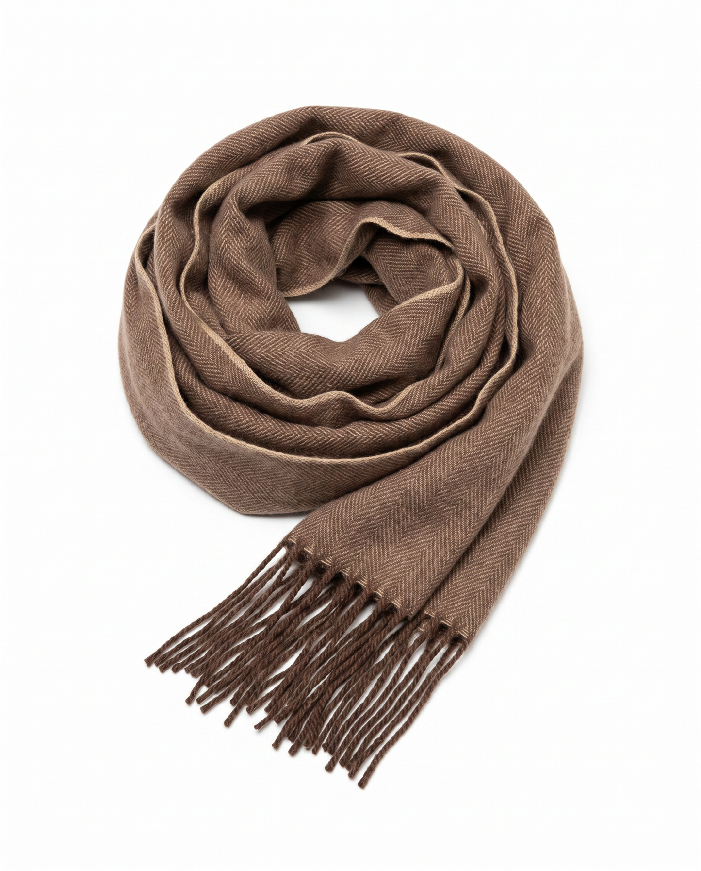 Men's basic scarf with elegant fringes - Brown