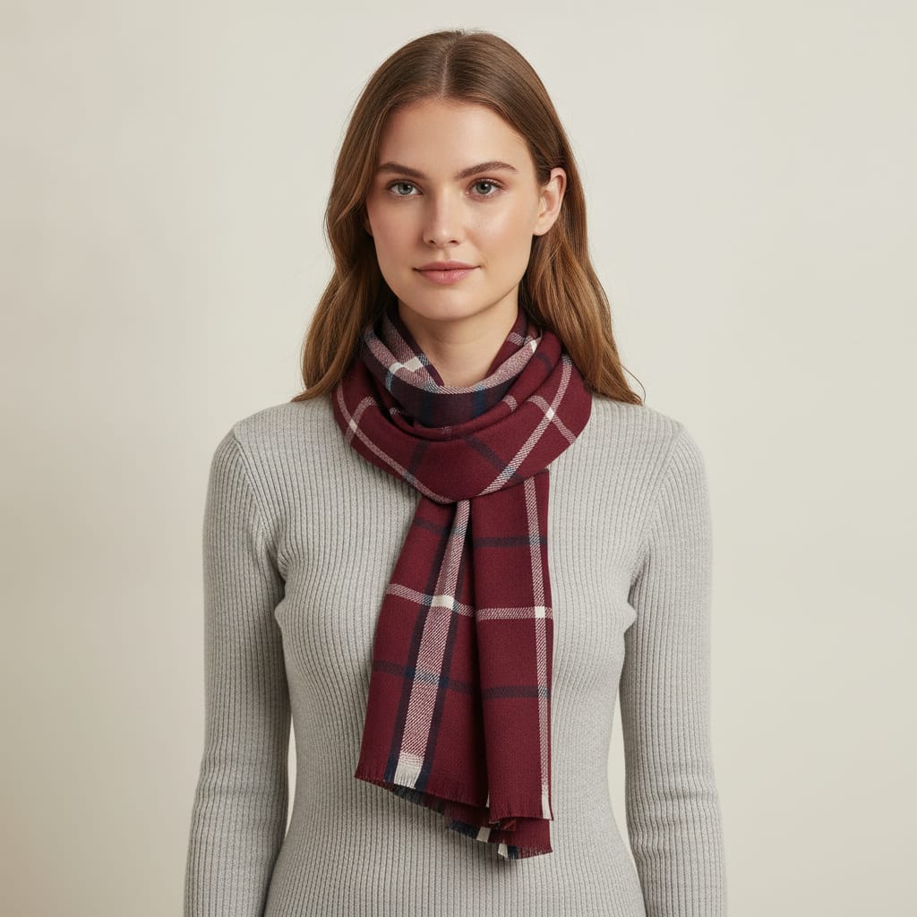 Sciarpa uomo a quadri eleganti - Bordeaux