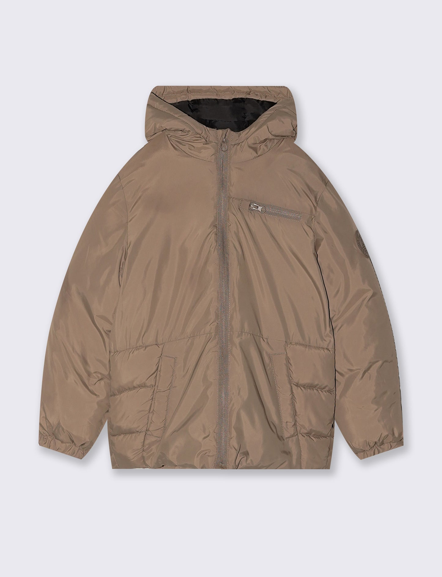 Giubbotto imbottito con cappuccio e tasche - Beige