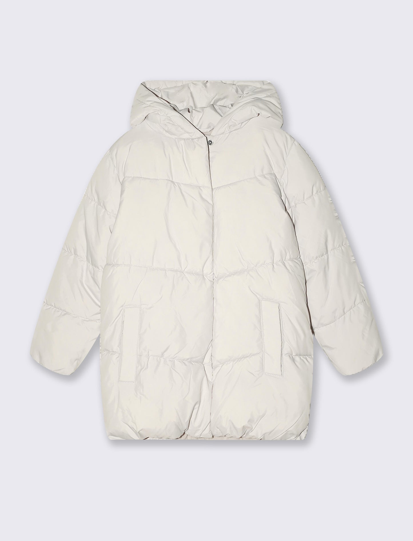 Giaccone imbottito da bambina con cappuccio - Beige