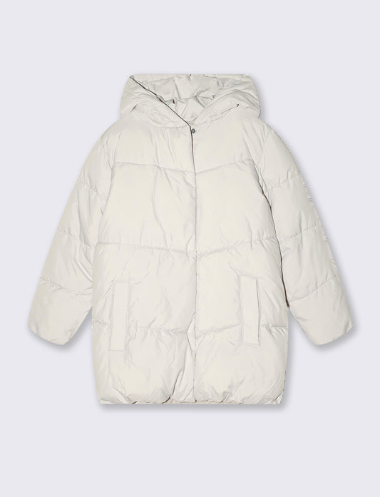 Giaccone imbottito da bambina con cappuccio - Beige