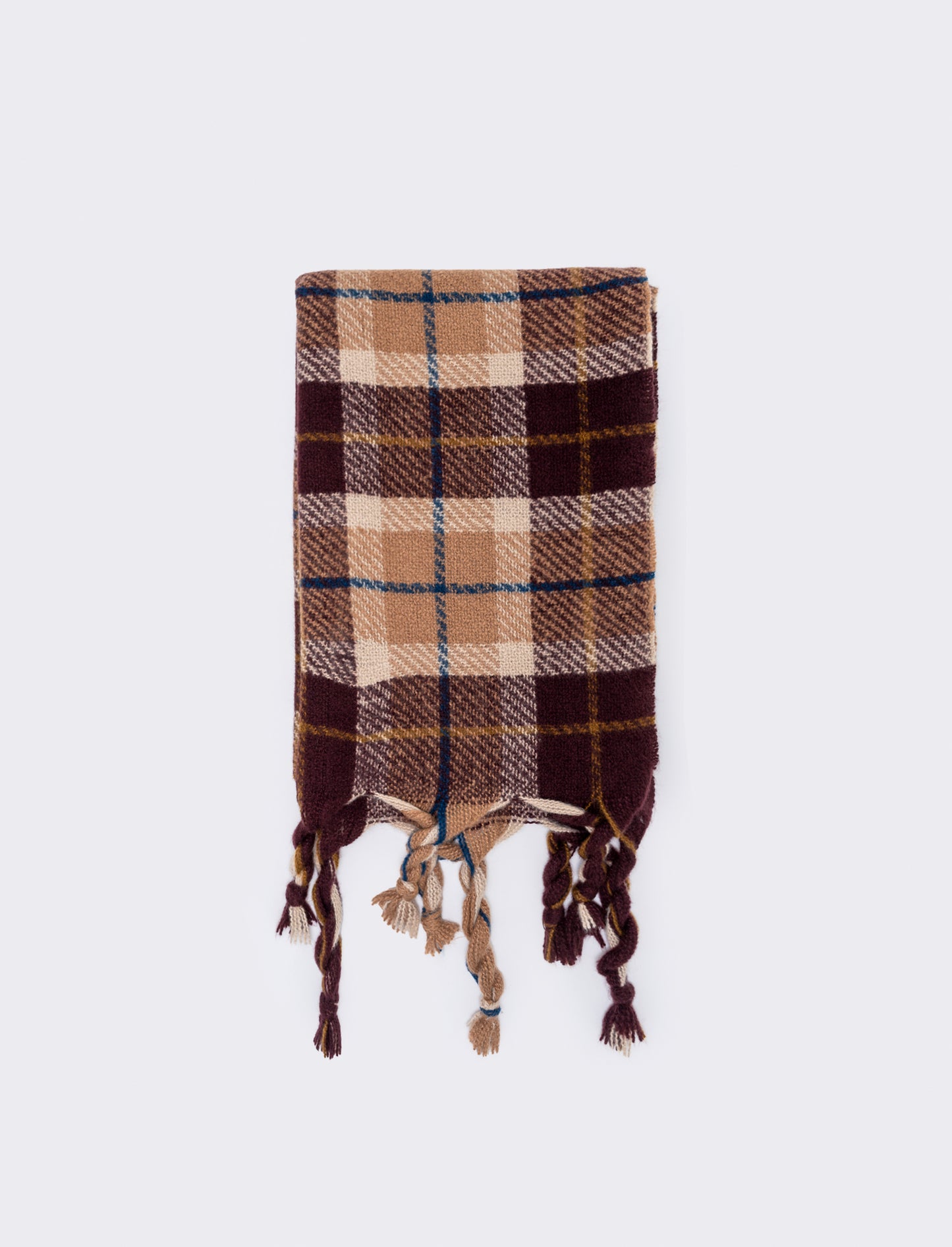 Plaid Scarf with Fringe Arrow - Red