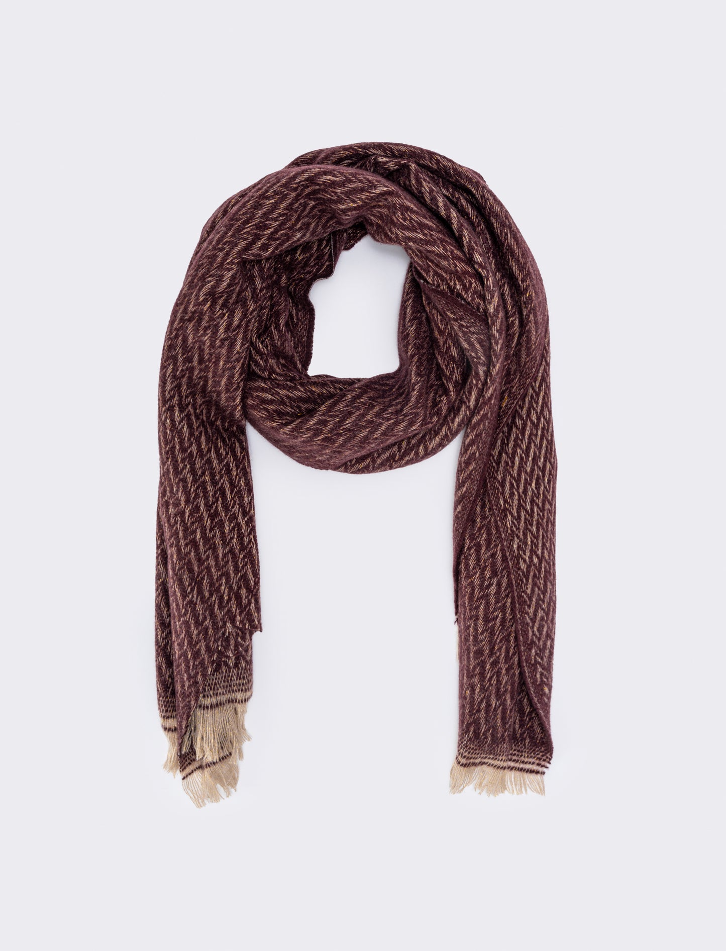 Zigzag lurex scarf with fringes - Red