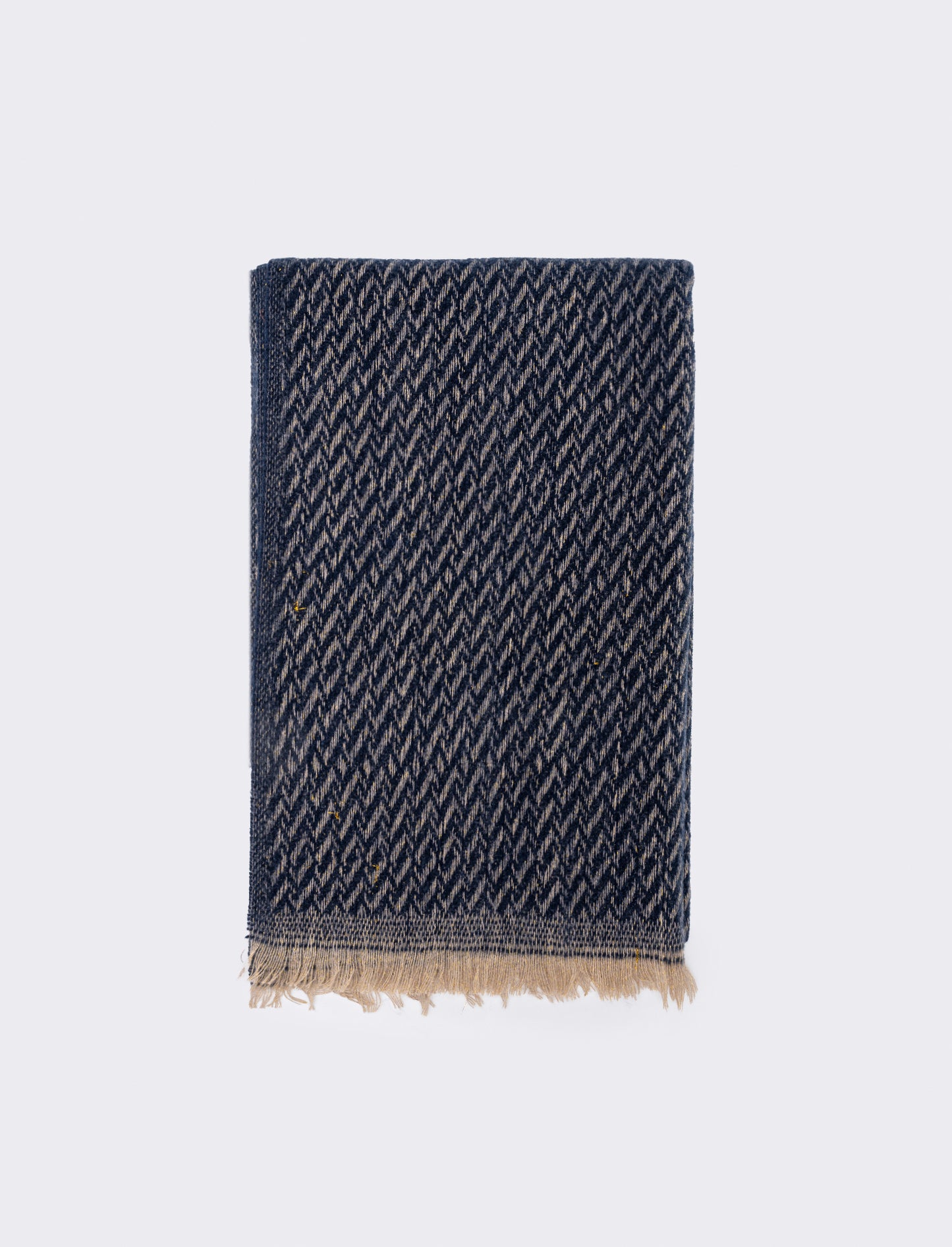 Zigzag lurex scarf with fringes - Blue