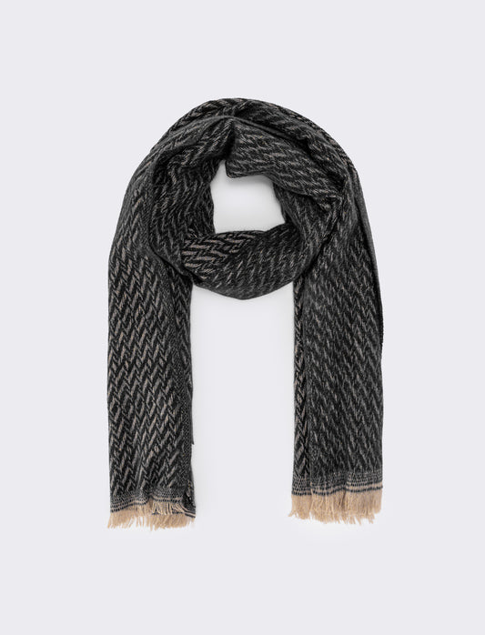Sciarpa zig zag lurex con frange - Grigio