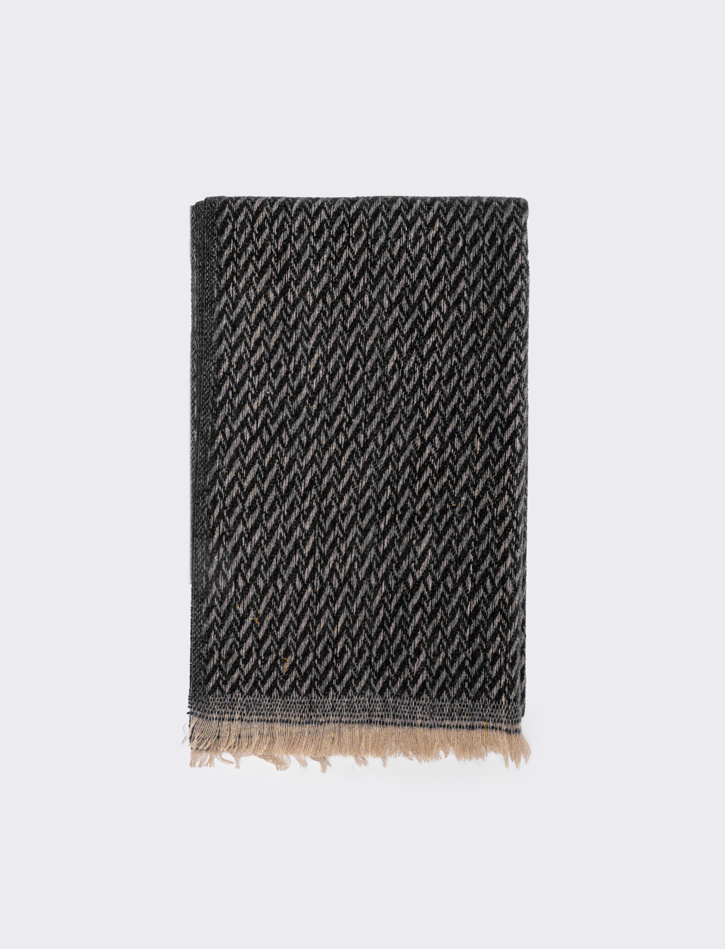 Zigzag lurex scarf with fringes - Grey
