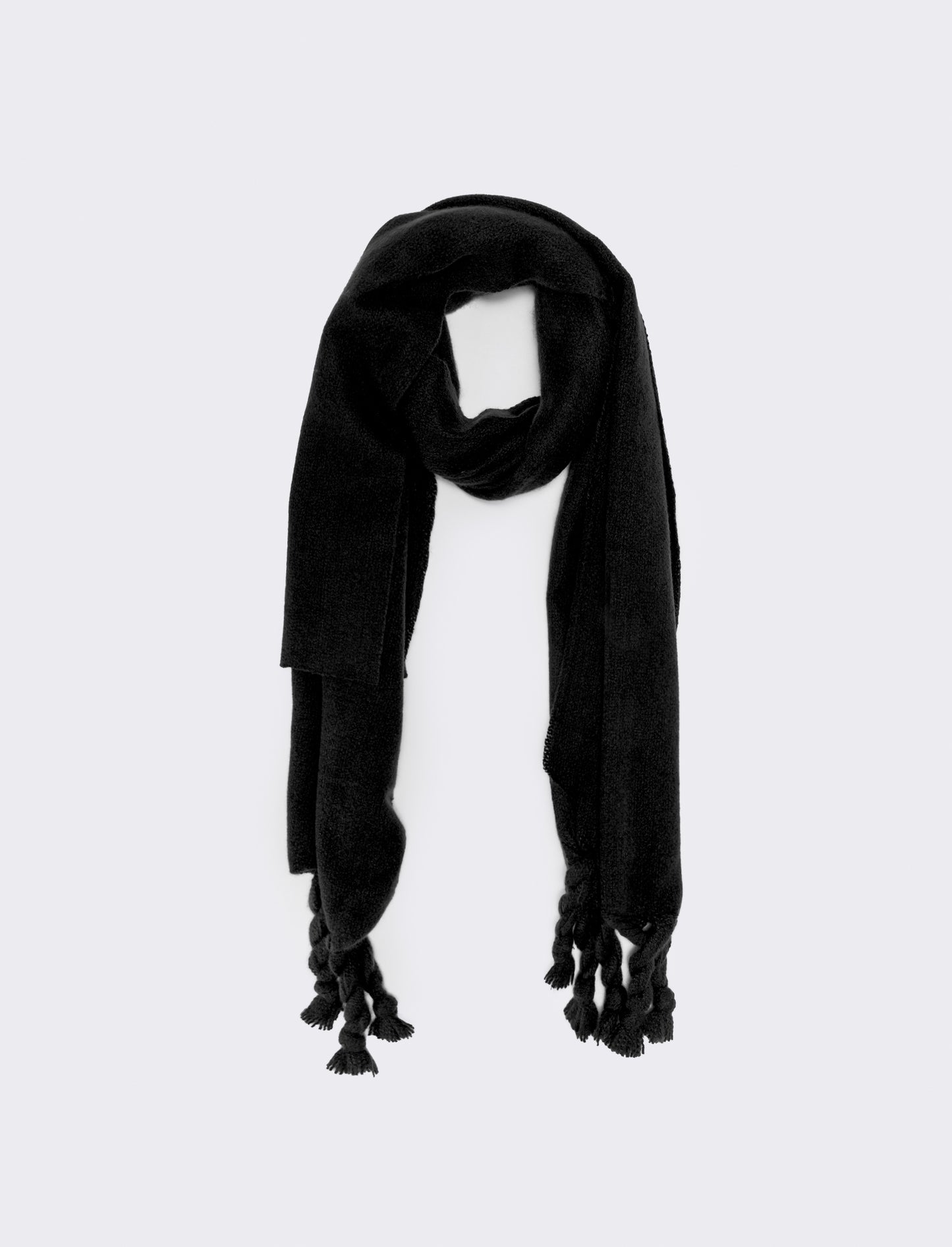 Fringe and Braid Scarf - Black