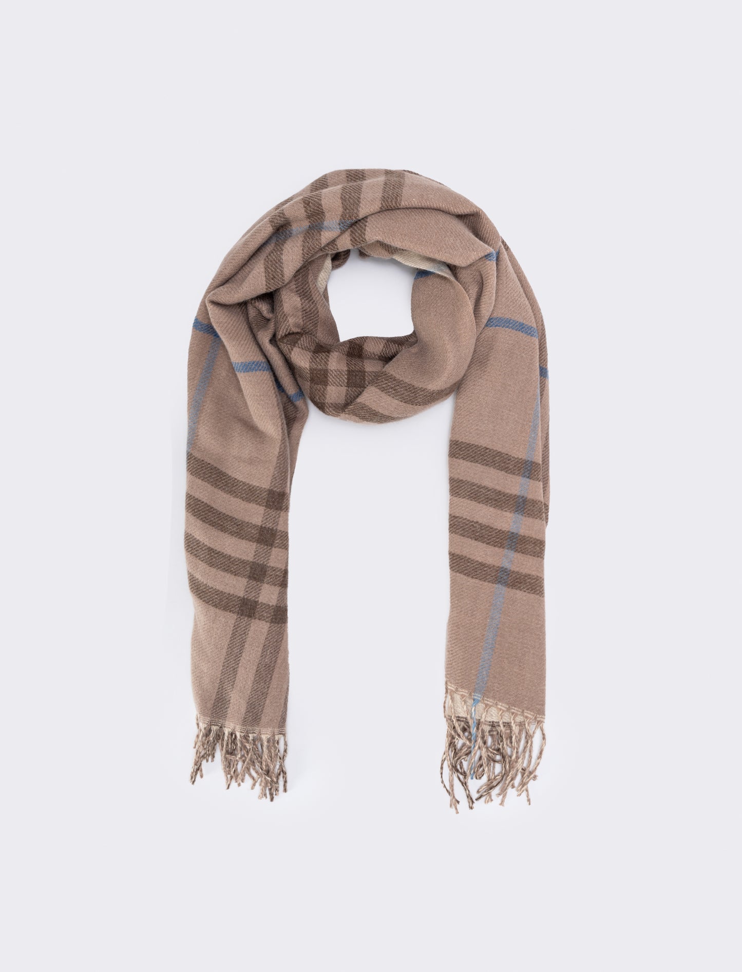 Double face scarf with fringes - Beige