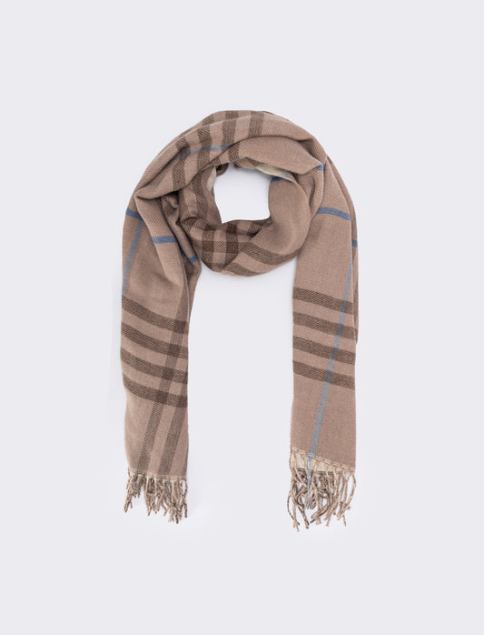 Sciarpa double face con frange - Beige