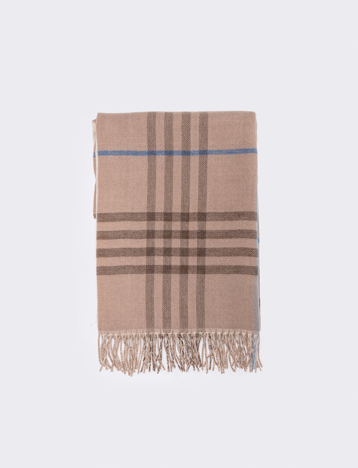 Double face scarf with fringes - Beige