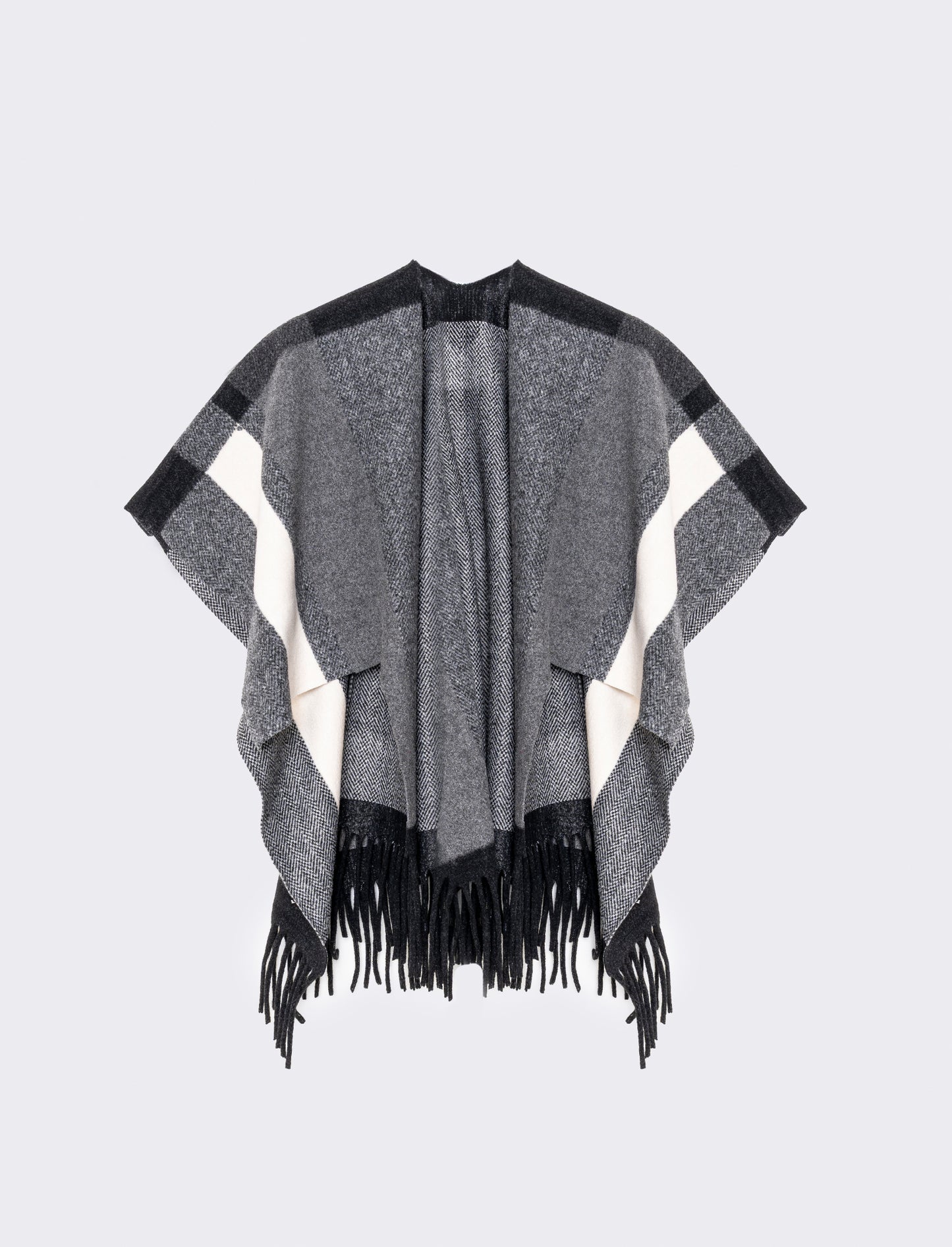 Elegant Fringe Cape - Black