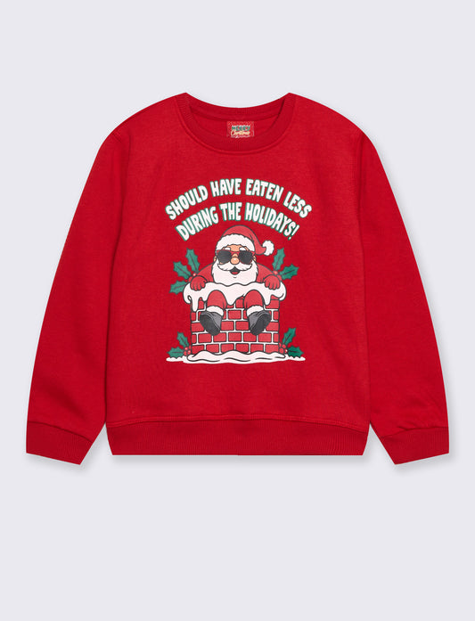 Trendy Christmas Crewneck Sweatshirt - Red