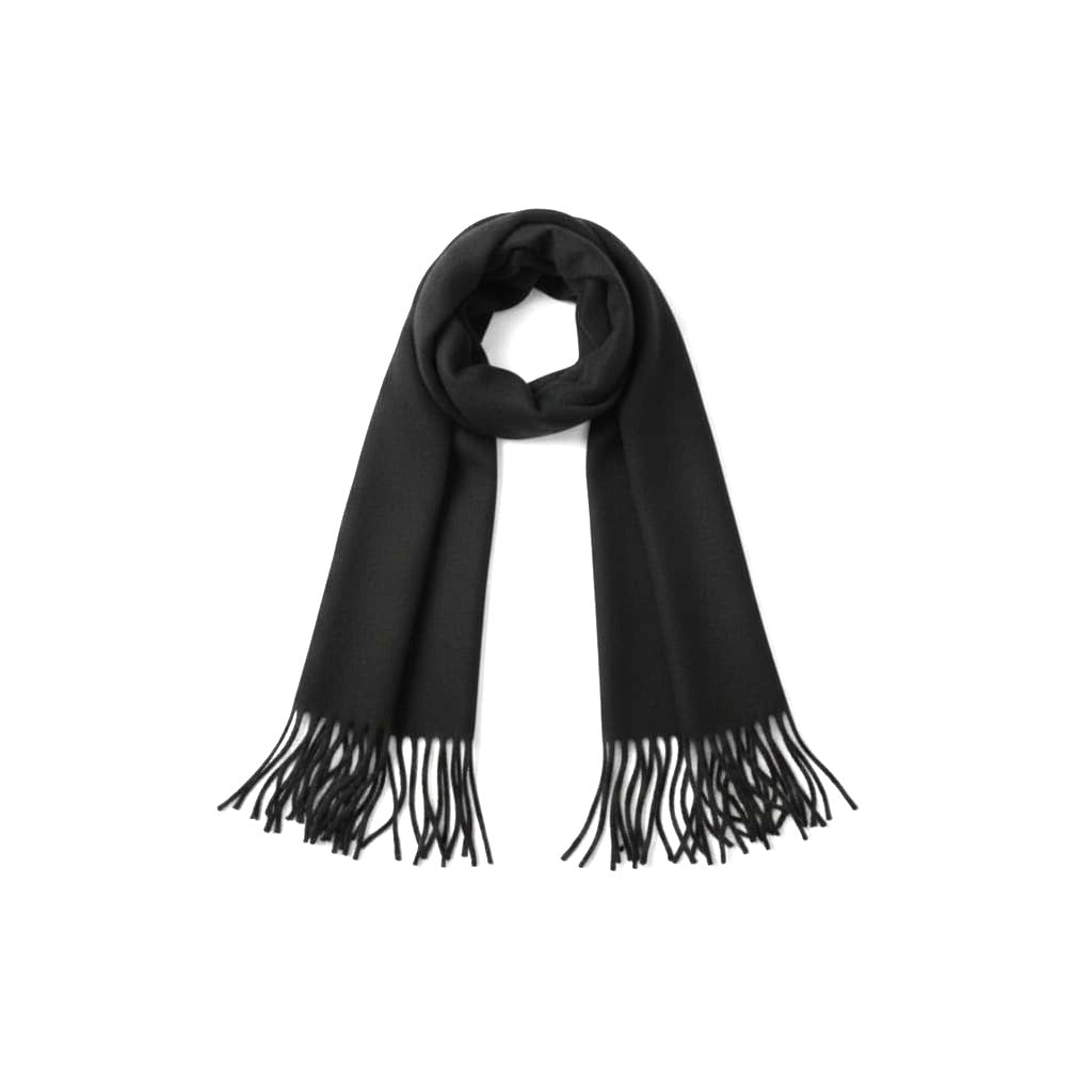 Sciarpa tinta unita con frange - Nero