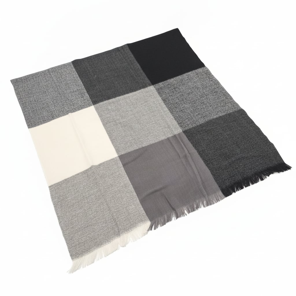 Elegant large check scarf - Black