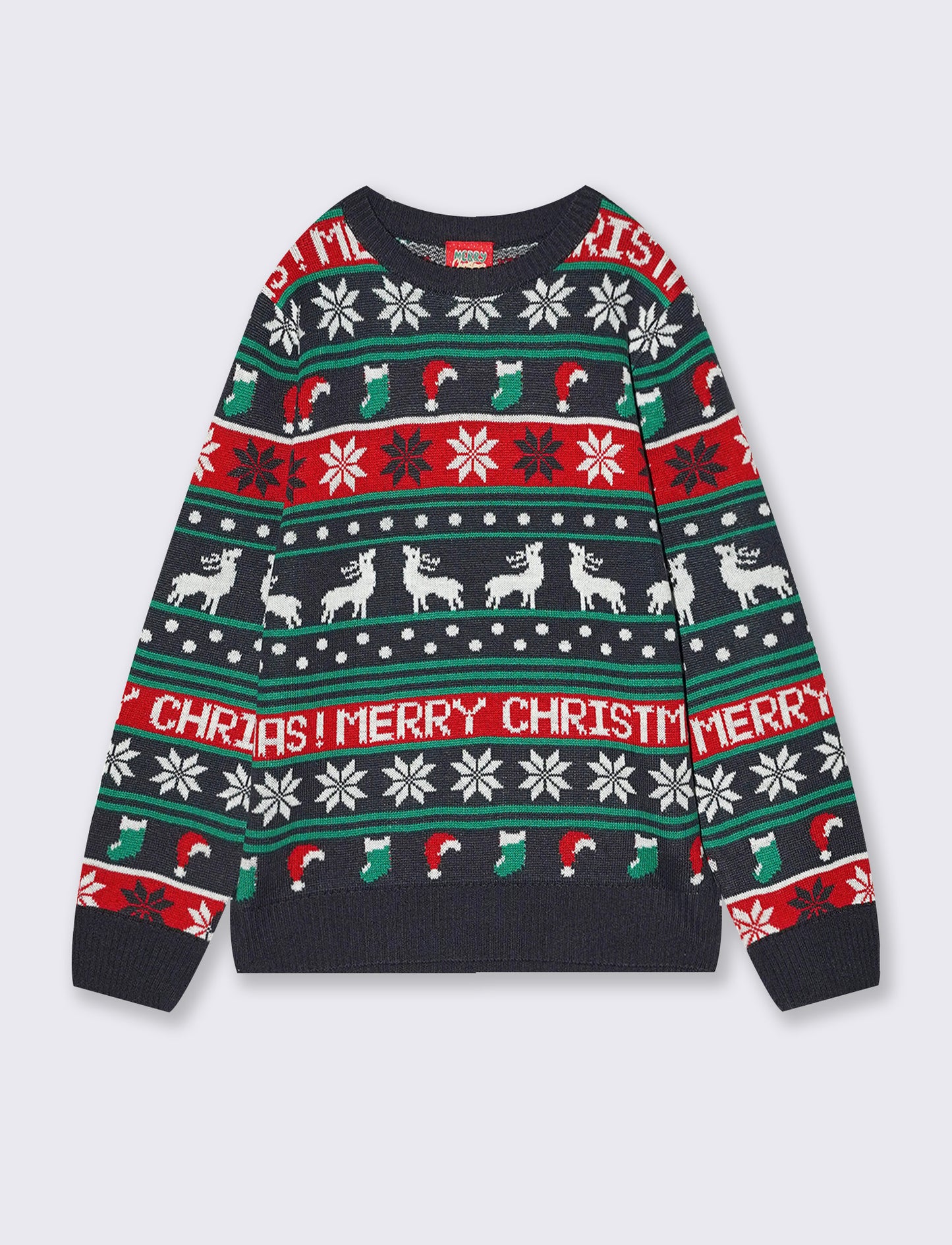 Maglia jacquard Natale modello girocollo - Blu