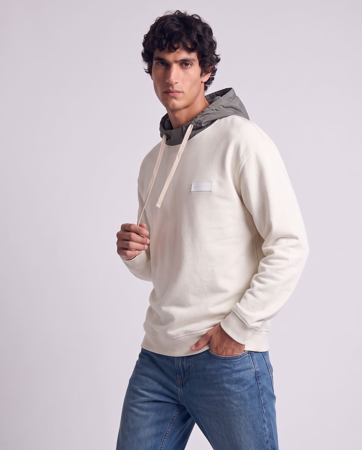Nylon and Cotton Hooded Sweatshirt - Grey
